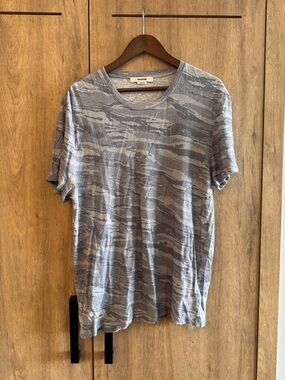 Zadig & Voltaire Men's Ted 100% Linen Grey Camou T-Shirt Size XL